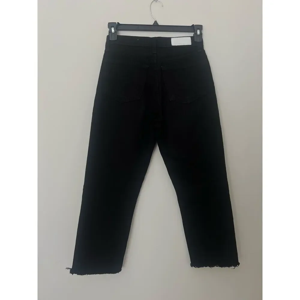 Re/Done Black‎ Raw Hem Straight Leg Jeans size 27